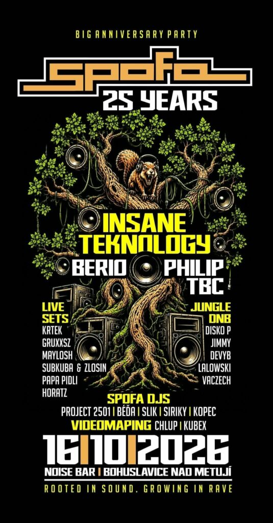 Spofa Sound System 25 years tekno Noise Bar Bohuslavice Czech Republic 2026