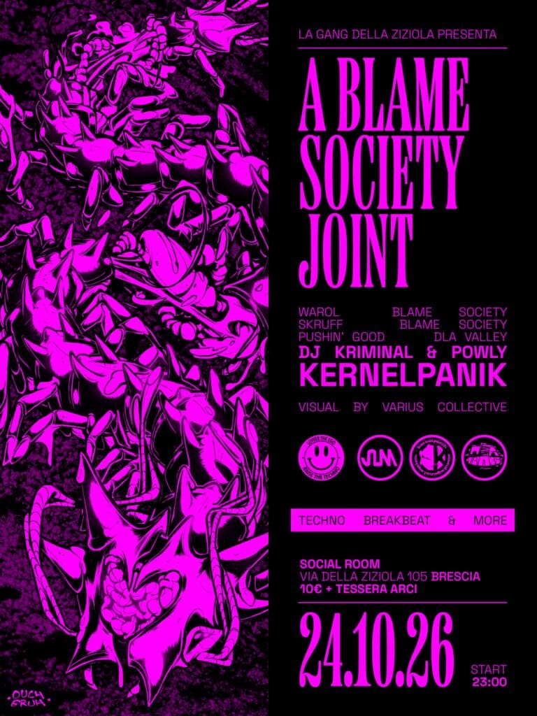 Blame Society Joint tekno breakbeat Social Room Brescia October 2026