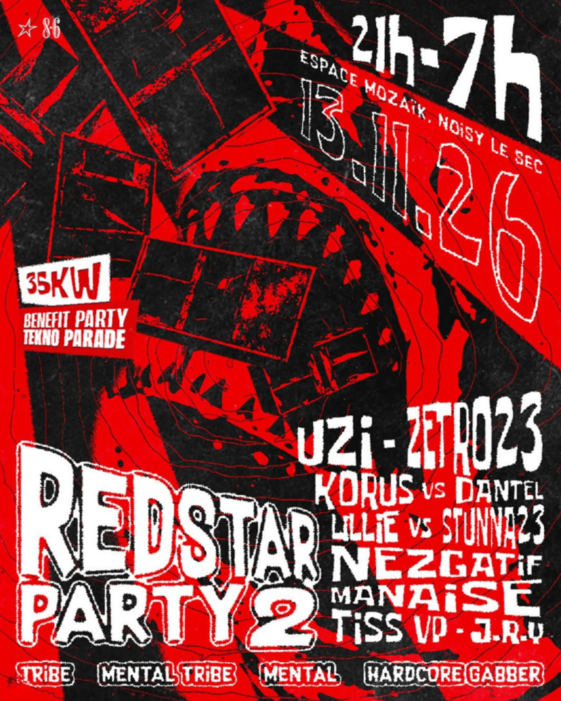 Redstar Party 2 tekno tribe Espace Mozaïk Noisy-le-Sec November 2026
